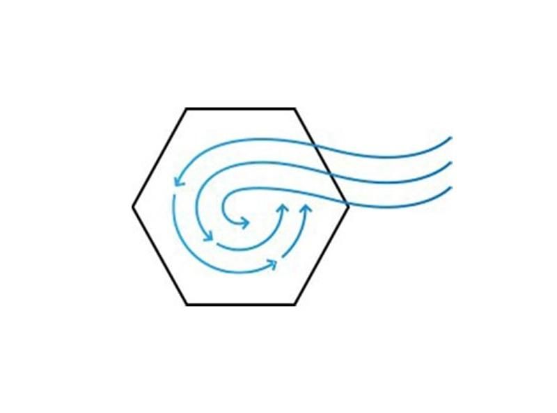 Diagram showing airflow around Hunter Douglas honeycomb shades for insulation.